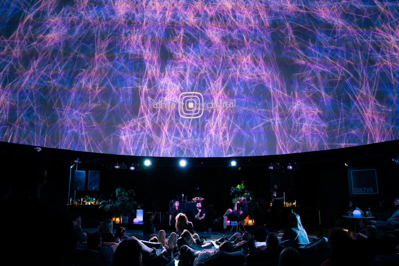Audience under a fulldome projection